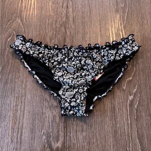 Xhilaration Black Floral Ruffle Bikini Bottoms